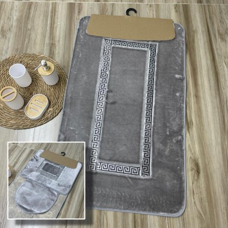 طقم دعسات حمام مخمل 3 قطع بنقشة فرزاتشي بقياس 60 * 100 سم